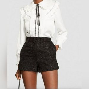 1.State Revolve Tweed high waisted shorts in Rich black Sz 14 NWT
